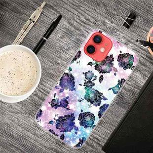 For iPhone 12 / 12 Pro Shockproof Painted Transparent TPU Protective Case(Starry Chrysanthemum)