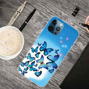 For iPhone 12 Pro Max Shockproof Painted Transparent TPU Protective Case(Blue Butterfly)