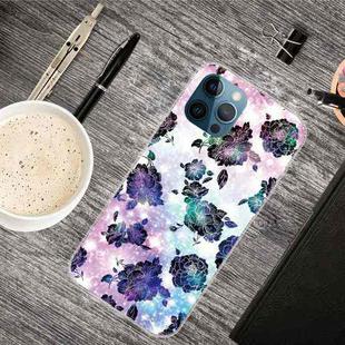 For iPhone 12 Pro Max Shockproof Painted Transparent TPU Protective Case(Starry Chrysanthemum)