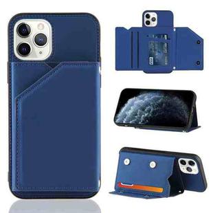 For iPhone 11 Pro Skin Feel PU + TPU + PC Back Cover Shockproof Case with Card Slots & Holder & Photo Frame (Royal Blue)