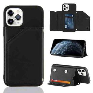 For iPhone 11 Pro Skin Feel PU + TPU + PC Back Cover Shockproof Case with Card Slots & Holder & Photo Frame (Black)