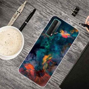 For Huawei P Smart 2021 Shockproof Painted Transparent TPU Protective Case(Watercolor Ink)