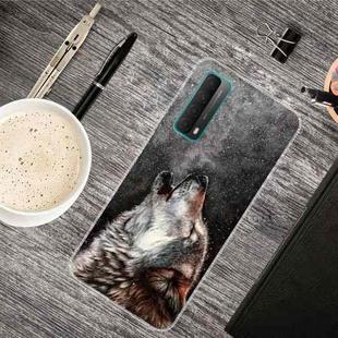 For Huawei P Smart 2021 Shockproof Painted Transparent TPU Protective Case(Call Wolf)