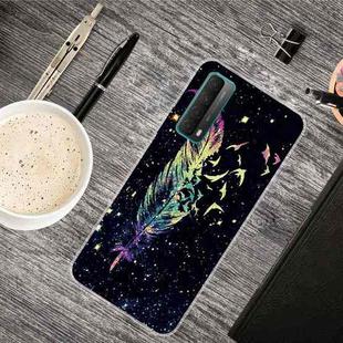 For Huawei P Smart 2021 Shockproof Painted Transparent TPU Protective Case(Colorful Feathers)