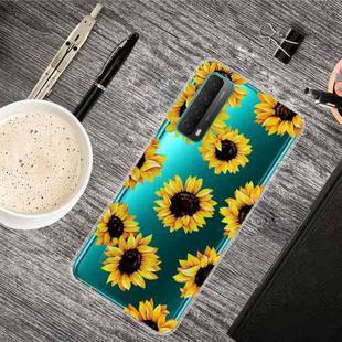 For Huawei P Smart 2021 Shockproof Painted Transparent TPU Protective Case(Yellow Chrysanthemum)