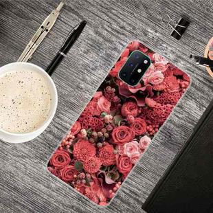 For OnePlus 8T Shockproof Painted Transparent TPU Protective Case(Many Red Roses)