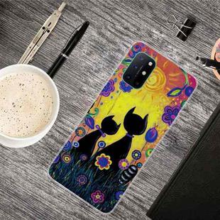 For OnePlus 8T Shockproof Painted Transparent TPU Protective Case(Oil Painting Black Cat)
