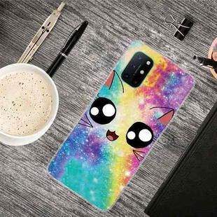 For OnePlus 8T Shockproof Painted Transparent TPU Protective Case(Starry Cute Cat)