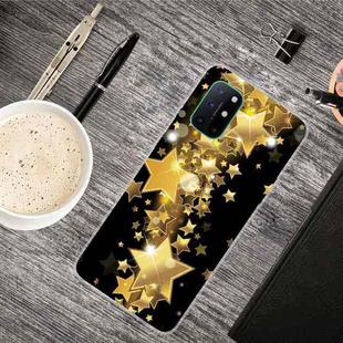 For OnePlus 8T Shockproof Painted Transparent TPU Protective Case(Gold Star)