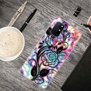 For OnePlus 8T Shockproof Painted Transparent TPU Protective Case(Starry Rose)