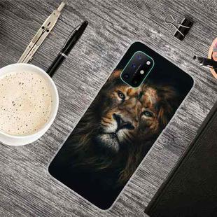 For OnePlus 8T Shockproof Painted Transparent TPU Protective Case(Yellow Lion)