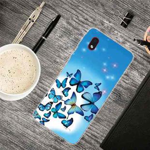For Samsung Galaxy A01 Core Shockproof Painted Transparent TPU Protective Case(Blue Butterfly)