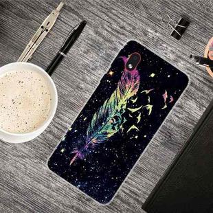 For Samsung Galaxy A01 Core Shockproof Painted Transparent TPU Protective Case(Colorful Feathers)