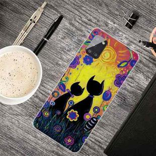 For Samsung Galaxy A51 Shockproof Painted Transparent TPU Protective Case(Oil Painting Black Cat)
