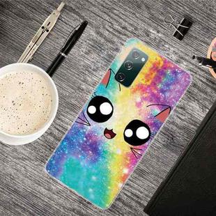 For Samsung Galaxy S20 FE Shockproof Painted Transparent TPU Protective Case(Starry Cute Cat)