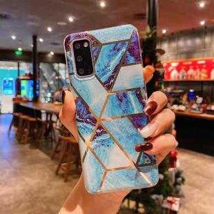 For Samsung Galaxy S20 Splicing Marble Pattern Gilding TPU Protective Case(Blue)