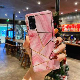 For Samsung Galaxy S20 Splicing Marble Pattern Gilding TPU Protective Case(Pink)