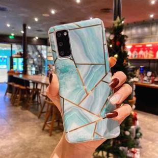 For Samsung Galaxy A71 Splicing Marble Pattern Gilding TPU Protective Case(Green)