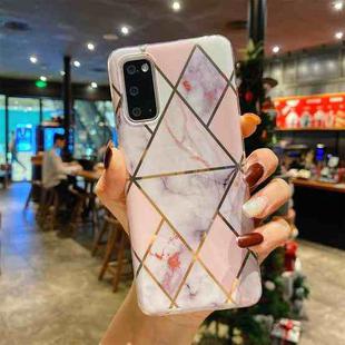For Samsung Galaxy A71 Splicing Marble Pattern Gilding TPU Protective Case(Light Pink Grey)