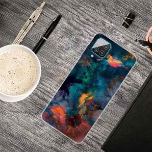 For Samsung Galaxy A12 Shockproof Painted Transparent TPU Protective Case(Watercolor Ink)