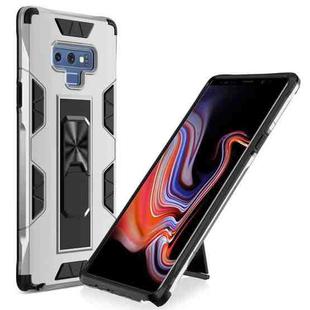 For Samsung Galaxy Note 9 Soldier Armor Shockproof TPU + PC Magnetic Protective Case with Holder(Silver)