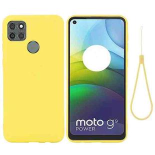 For Motorola Moto G9 Power Pure Color Liquid Silicone Shockproof Full Coverage Case(Yellow)