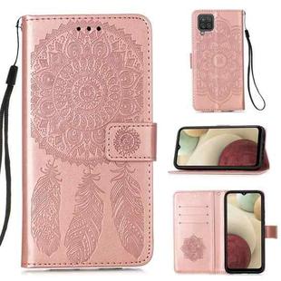 For Samsung Galaxy A12 Dream Catcher Printing Horizontal Flip Leather Case with Holder & Card Slots & Wallet & Lanyard(Rose Gold)