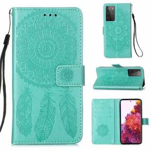 For Samsung Galaxy S21 Ultra 5G Dream Catcher Printing Horizontal Flip Leather Case with Holder & Card Slots & Wallet & Lanyard(Green)