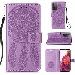For Samsung Galaxy S21 Ultra 5G Dream Catcher Printing Horizontal Flip Leather Case with Holder & Card Slots & Wallet & Lanyard(Purple)