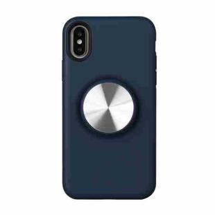 TPU+PC 2 in 1 Shockproof Case with Magnetic Round Car Holder For iPhone XR(Dark Blue)