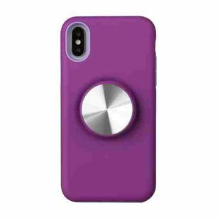 TPU+PC 2 in 1 Shockproof Case with Magnetic Round Car Holder For iPhone XR(Purple)