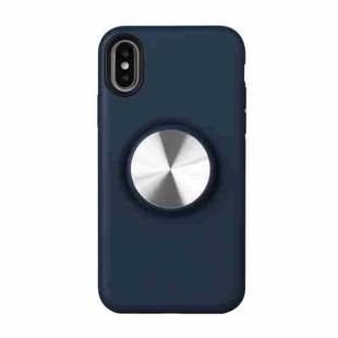 TPU+PC 2 in 1 Shockproof Case with Magnetic Round Car Holder For iPhone XS(Dark Blue)