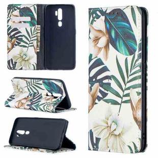 For OPPO A5 (2020) Colored Drawing Pattern Invisible Magnetic Horizontal Flip PU Leather Case with Holder & Card Slots & Wallet(Red Leaf)