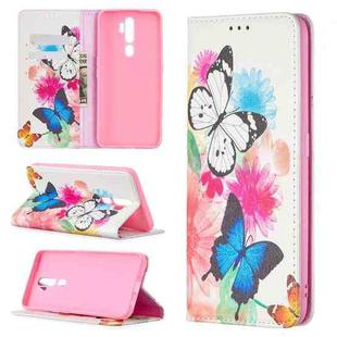 For OPPO A5 (2020) Colored Drawing Pattern Invisible Magnetic Horizontal Flip PU Leather Case with Holder & Card Slots & Wallet(Two Butterflies)