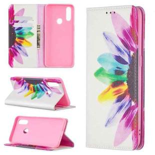 For OPPO A31 (2020) Colored Drawing Pattern Invisible Magnetic Horizontal Flip PU Leather Case with Holder & Card Slots & Wallet(Sun Flower)