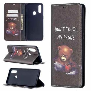 For OPPO A31 (2020) Colored Drawing Pattern Invisible Magnetic Horizontal Flip PU Leather Case with Holder & Card Slots & Wallet(Bear)