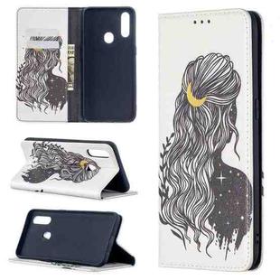 For OPPO A31 (2020) Colored Drawing Pattern Invisible Magnetic Horizontal Flip PU Leather Case with Holder & Card Slots & Wallet(Girl)