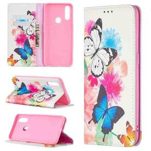 For OPPO A31 (2020) Colored Drawing Pattern Invisible Magnetic Horizontal Flip PU Leather Case with Holder & Card Slots & Wallet(Two Butterflies)