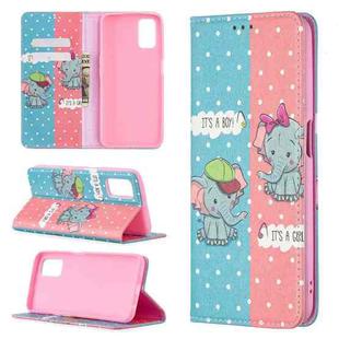 For OPPO A52 / A72 5G Colored Drawing Pattern Invisible Magnetic Horizontal Flip PU Leather Case with Holder & Card Slots & Wallet(Elephant)