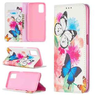 For OPPO A52 / A72 5G Colored Drawing Pattern Invisible Magnetic Horizontal Flip PU Leather Case with Holder & Card Slots & Wallet(Two Butterflies)