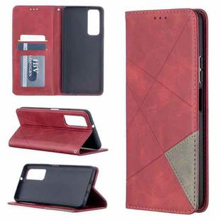 For Huawei P smart 2021 / Y7a Prismatic Invisible Magnetic Horizontal Flip Leather Case with Holder & Card Slots & Photo Frame(Red)