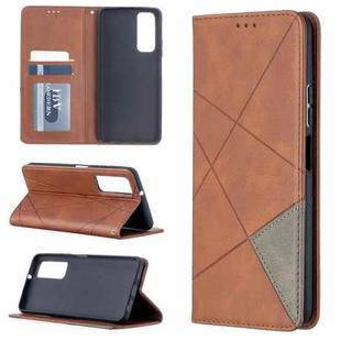 For Huawei P smart 2021 / Y7a Prismatic Invisible Magnetic Horizontal Flip Leather Case with Holder & Card Slots & Photo Frame(Brown)
