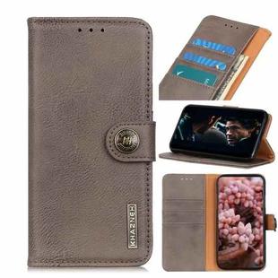 For OPPO A15 KHAZNEH Cowhide Texture Horizontal Flip Leather Case with Holder & Card Slots & Wallet(Khaki)