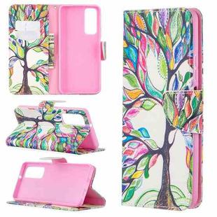 For Huawei P smart 2021 / Y7a Colored Drawing Pattern Horizontal Flip Leather Case with Holder & Card Slots & Wallet(Life Tree)
