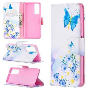 For Huawei P smart 2021 / Y7a Colored Drawing Pattern Horizontal Flip Leather Case with Holder & Card Slots & Wallet(Pansy)