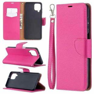 For Samsung Galaxy A12 Litchi Texture Pure Color Horizontal Flip PU Leather Case with Holder & Card Slots & Wallet & Lanyard(Rose Red)