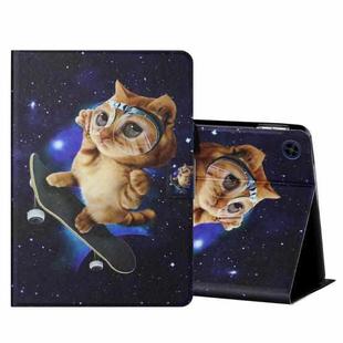 For Huawei MatePad T8 Colored Drawing Horizontal Flip Leather Case with Holder & Card Slots(Skateboard Cat)