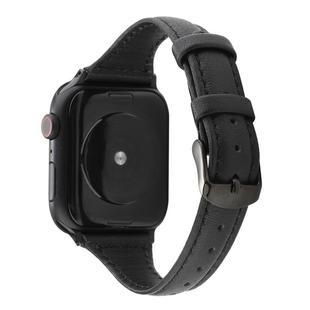 For Apple Watch Series 7 41mm / 6 & SE & 5 & 4 40mm / 3 & 2 & 1 38mm Crazy Horse Texture Genuine Leather Strap(Black)