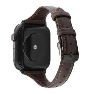 For Apple Watch Series 8&7 41mm / SE 2&6&SE&5&4 40mm / 3&2&1 38mm Crazy Horse Texture Genuine Leather Strap(Coffee)