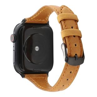For Apple Watch Series 7 41mm / 6 & SE & 5 & 4 40mm / 3 & 2 & 1 38mm Crazy Horse Texture Genuine Leather Strap(Light Brown)